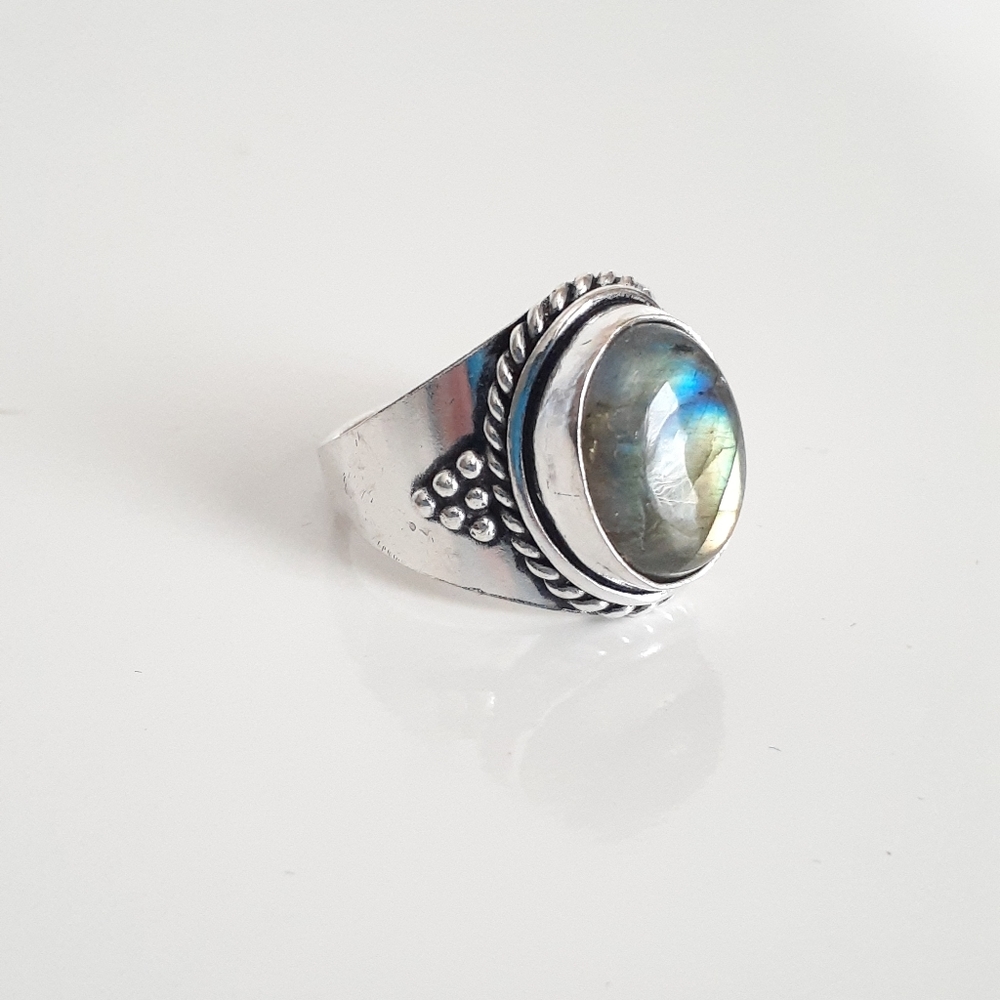 Labradorite .925 Sterling Silver Plated Ring